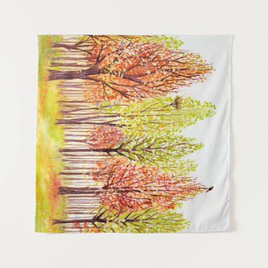 Waterverf landschap met herfstbomen wandkleed (Voorkant (horizontaal))