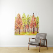 Waterverf landschap met herfstbomen wandkleed (In situ)