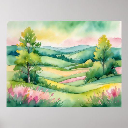 Waterverf Landschap met Poster (Voorkant)