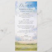 Waterverf landschap met wolken bruiloft menu (Voorkant)