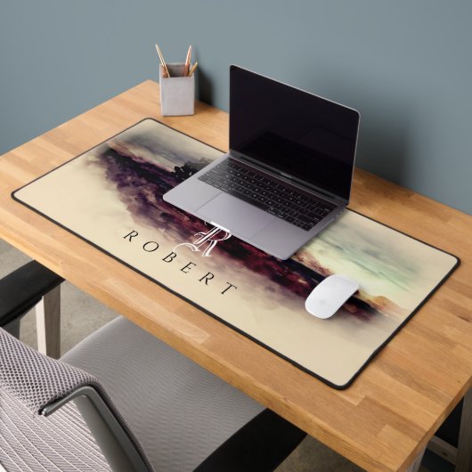 Waterverf landschap monogram bureaumat (Kantoor 2)