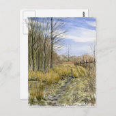 waterverf landschap "Pasture Lane in Early March" Briefkaart (Voorkant / Achterkant)