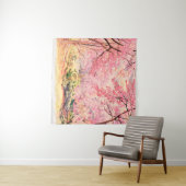 Waterverf, landschap, roze rode bloem, van W Wandkleed (In Situ (horizontaal))