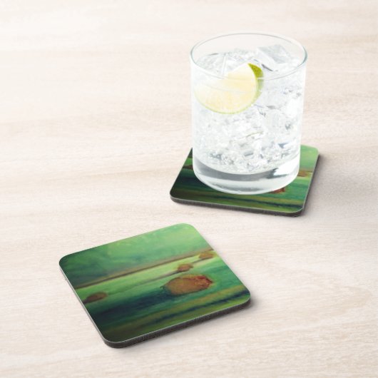 Waterverf landschap schilderij groene weide onderzetter (Rechterzijde)