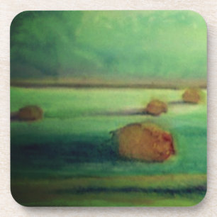 Waterverf landschap schilderij groene weide onderzetter