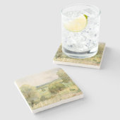 Waterverf landschap stenen onderzetter (Zijkant)