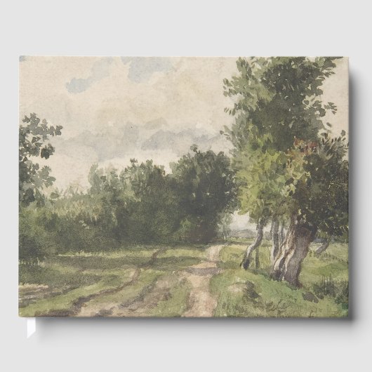 Waterverf Landschap van Pad - Constant Troyon Gastenboek (Voorkant)
