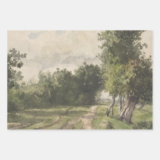 Waterverf Landschap van Pad - Constant Troyon Inpakpapier Vel (Voorkant)