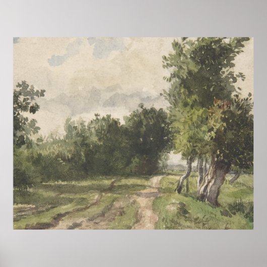 Waterverf Landschap van Pad - Constant Troyon Poster (Voorkant)