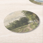 Waterverf Landschap van Pad - Constant Troyon Ronde Kartonnen Onderzetter (Gebogen)