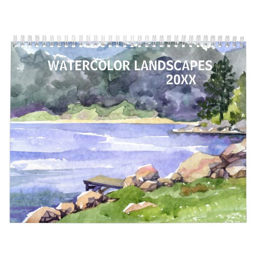 Waterverf Landschappen Elk jaar Zee Mountain Lake Kalender (Hoes)