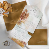 Waterverf Landschapsbruiloft All Autumn Gold ID786 All In One Uitnodiging