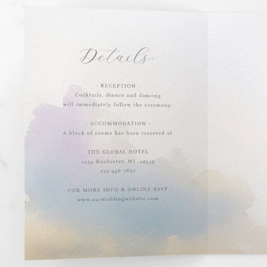 waterverf landschapsbruiloft drieluik uitnodiging (Binnenzijde eerst)