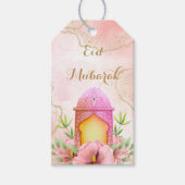 Waterverf Lantern Gold Pink Eid Mubarak Eid Cadeaulabel (Voorkant)