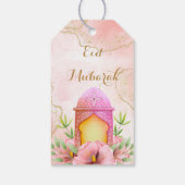 Waterverf Lantern Gold Pink Eid Mubarak Eid Cadeaulabel (Achterkant)
