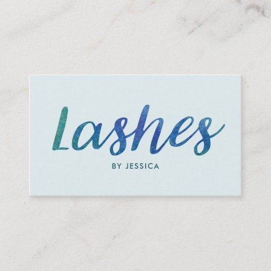 Waterverf Lash-technicus blauw groen Visitekaartje (Voorkant)