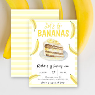 Waterverf Laten we naar een Bananen Verjaardagsfee Kaart