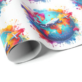 Waterverf Laten we reizen de wereld ontwerp Cadeaupapier (Rol Hoek)