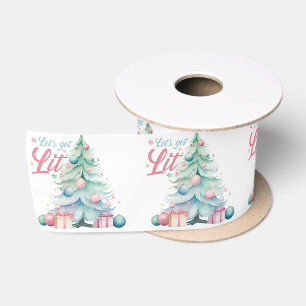 Waterverf Laten we verlichte kerstboom Lint