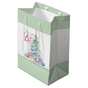 Waterverf Laten we verlichte kerstboom Medium Cadeauzakje
