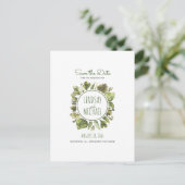 Waterverf Laurel - Greenery Wreath Save the Date Aankondigingskaart (Staand voorkant)