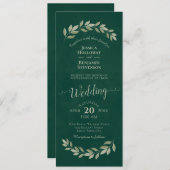Waterverf Laurel Leaves op Emerald Green bruiloft Kaart (Voorkant / Achterkant)