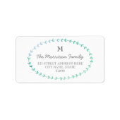 Waterverf Laurel Wreath Monogram Adresetiketten Etiket (Voorkant)