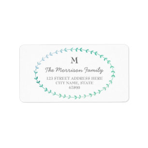Waterverf Laurel Wreath Monogram Adresetiketten Etiket
