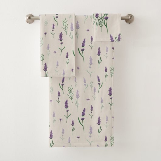 Waterverf Lavander Pattern Bad Handdoek (Insitu)