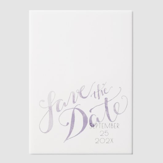 Waterverf Lavendel Bewaar de datum Overlay Vellum Uitnodigingen (Voorkant)