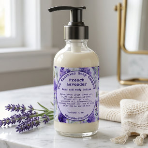 Waterverf Lavendel Bloemen Cosmetica Fles Etiket