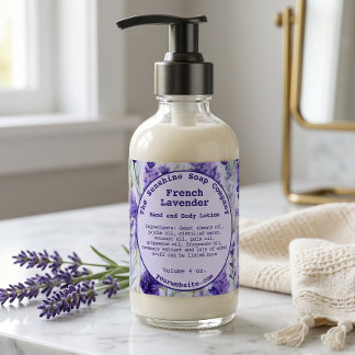 Waterverf Lavendel Bloemen Cosmetica Fles Etiket