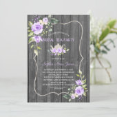 Waterverf Lavendel Bloemen Houten Bruilofts Theepa Kaart (Staand voorkant)