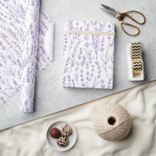 Waterverf Lavendel Bloemen Inpakpapier