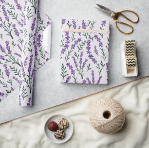 Waterverf Lavendel Bloemen Inpakpapier