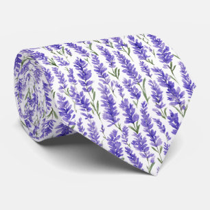 Waterverf Lavendel Bloemen Patroon Stropdas