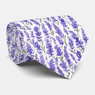 Waterverf Lavendel Bloemen Patroon Stropdas