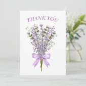 Waterverf lavendel boeket dank u bedankkaart (Staand voorkant)
