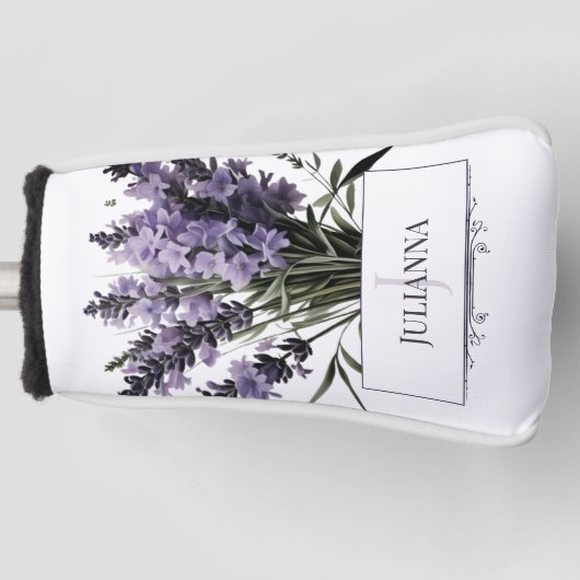 Waterverf lavendel boeket gepersonaliseerd golfheadcover (Voorkant)