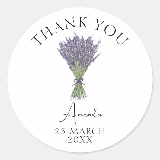 Waterverf Lavendel Bruids Brunch Dank u Ronde Sticker (Voorkant)