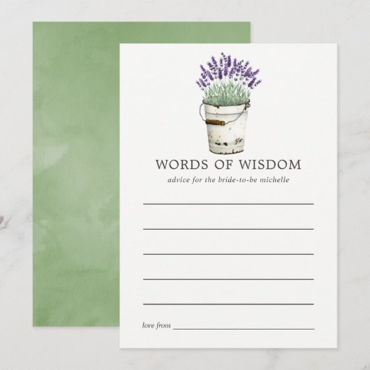 Waterverf Lavendel Bruidsdouche Advies Kaart (Voorkant / Achterkant)