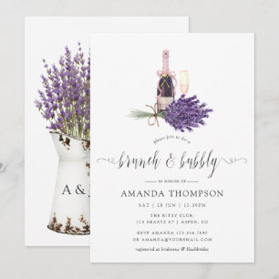 Waterverf Lavendel Cottage Chic Brunch en Bubbels Kaart