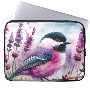 Waterverf Lavendel en Chickadee Laptop Sleeve