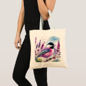 Waterverf Lavendel en Chickadee Tote Bag (Voorkant (product))