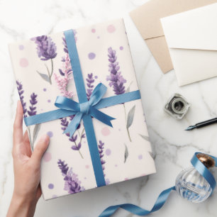 Waterverf lavendel en stippen ontwerp cadeaupapier