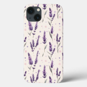 Waterverf lavendel en stippen ontwerp iPhone 13 hoesje