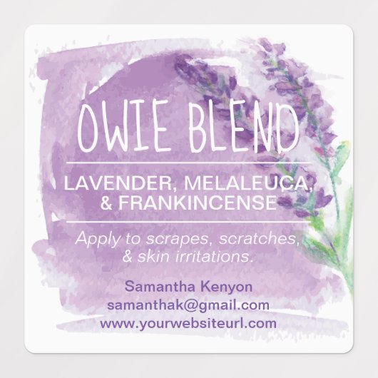 Waterverf Lavendel etherische oliën rolfles Labels (Design 1)