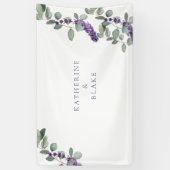 Waterverf Lavendel Eucalyptus Trouwnamen Spandoek (Verticaal)