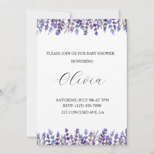 Waterverf Lavendel Flower Baby shower Invitation Save The Date