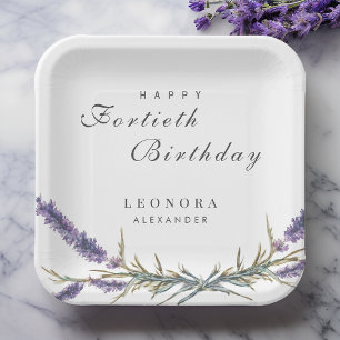 Waterverf Lavendel Flower ELKE mijlpaal Verjaardag Papieren Bordje